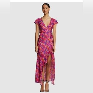 SOFIA the label wrap Dress - pink orange Floral